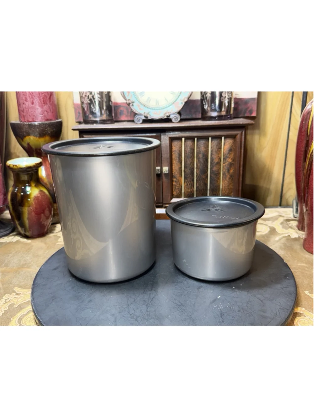 Tupperware Gray Modular Canister Set w Lids Large & Small Kitchen Storage